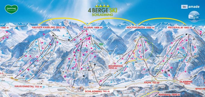 4-Berge-Skischaukel (Kaibling, Planai, Hochwurzen, Reiteralm) Skinet